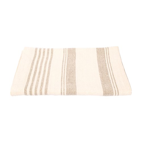 LinenMe Huckaback Linen Linum Bath Towel, 28 by 51-Inch, Cream