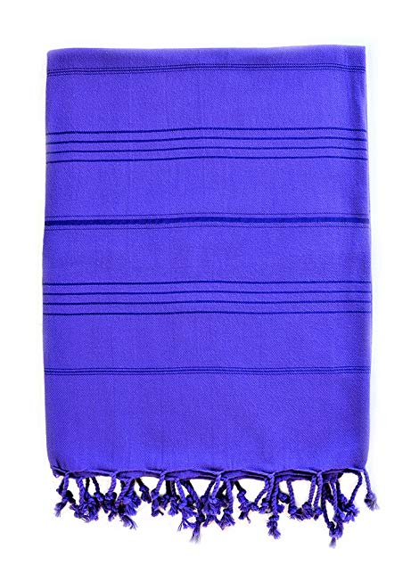 TRUVA Pestemal Turkish Towel 100% Cotton - Yoga, Beach, Pool, Bath, Spa (Purple)