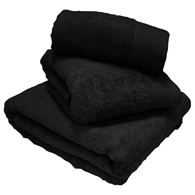 100% Cotton Luxury Egyptian Towel Soft Combed 600 GSM Machine Washable Black Bath Sheet