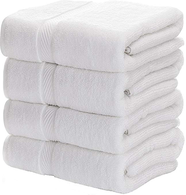 Luxury White Bath Towels for Bathroom-Hotel-Spa-Kitchen-Set - Circlet Egyptian Cotton - Highly Absorbent Hotel Quality Towels - 27x54 Inch - Bulk Set of 4