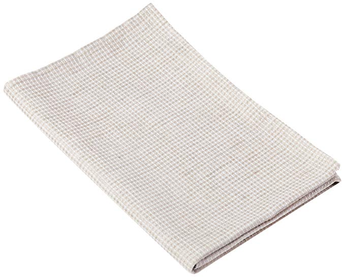 LinenMe Linen Cotton Checks Bath Towel, 26 by 51-Inch, Natural Beige