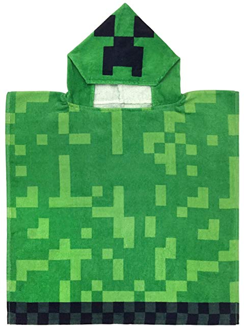 Minecraft Creeper Super Soft & Absorbent Kids Bath/Pool/Beach Hooded Towel, Featuring Creeper - Fade Resistant Cotton Terry Towel, Measures 22 inch x 22 inch (Official Minecraft Product)