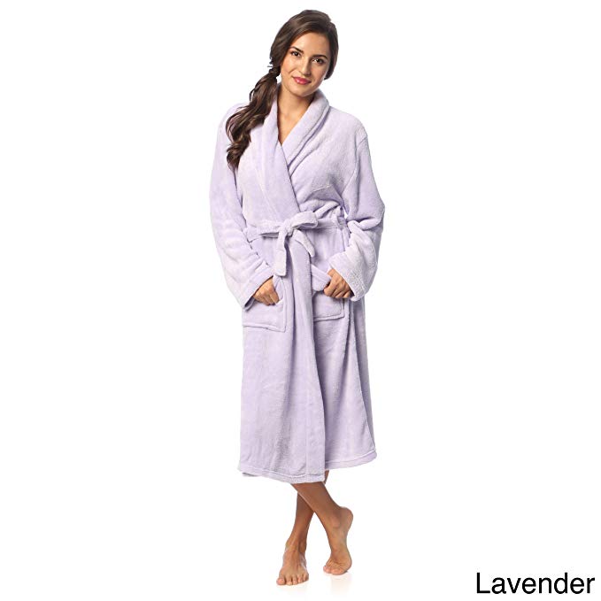 Women's Microplush Bath Robe Lavender XL