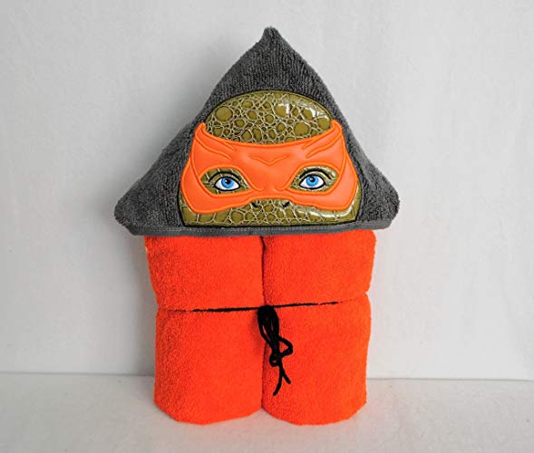 Orange Fighting Turtle Hooded Bath Towel - Baby, Child, Tween