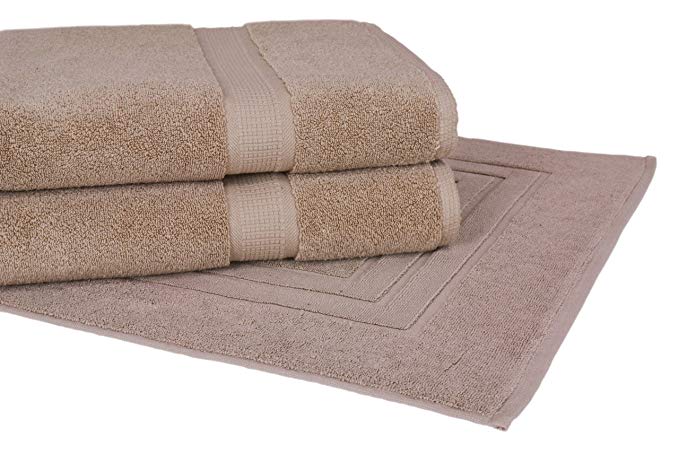 Homestead Textiles Growers Collection 100-Percent Zero-Twist Pima Cotton 3-Piece Bath Towel/Mat Set, Latte