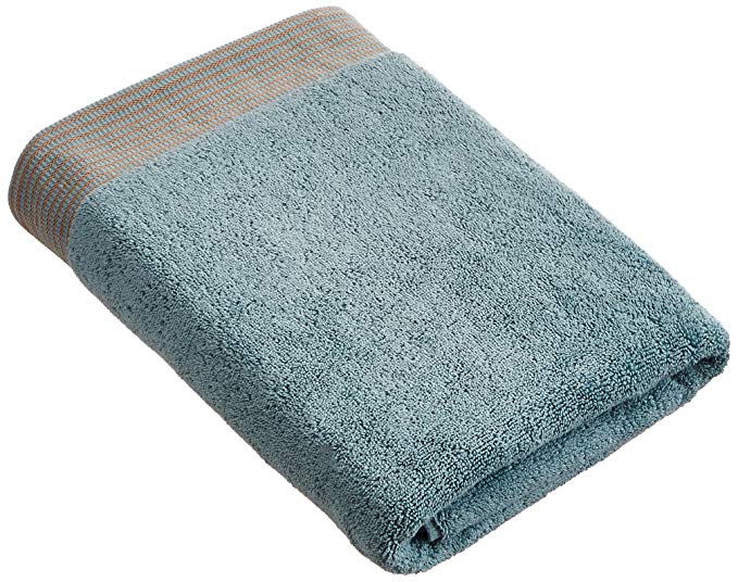 Home Source International Egyptian Cotton Towel, Bath, Aqua Blue with Tan