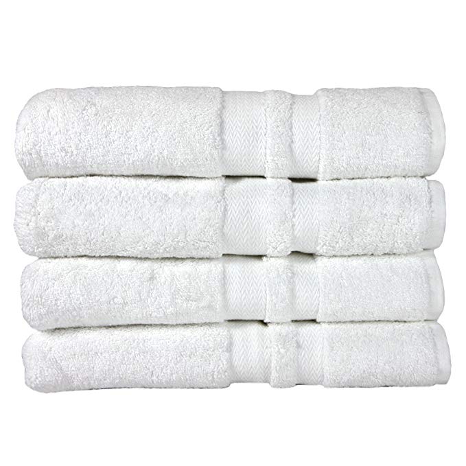 Magellan Luxury Hotel Heavy White Towels (680 GSM) | 4 Bath Towels | 100% Ring Spun Cotton | 27x54 | Chemical Free | by Arkwright LLC