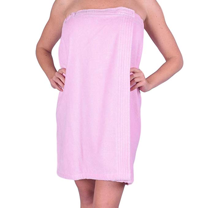 anatolian Womens Body Wrap Towel - 100% Cotton Adjustable Bath Cover Up - Made In Turkey (Light Pink, 1)