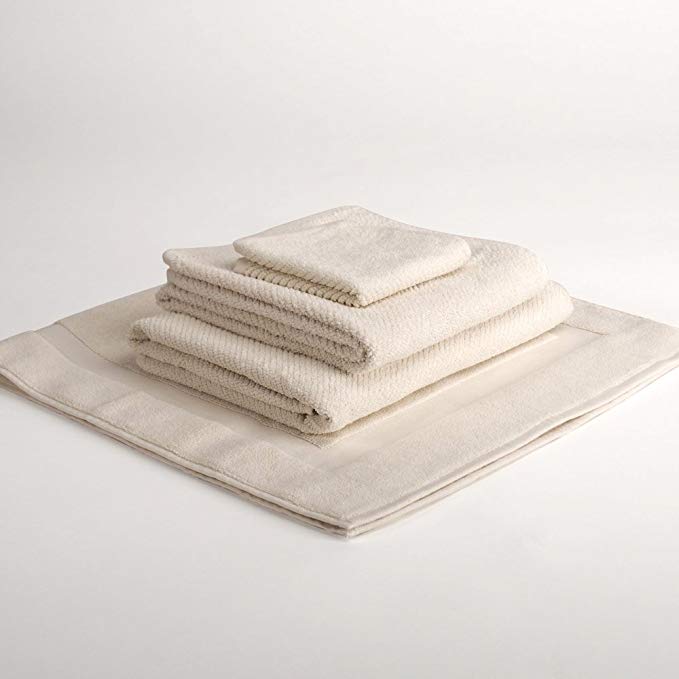 LIFEKIND Certified Organic Cotton Twill Bath Towel - Ivory (550-gram Weight) 27 x 54 Inches