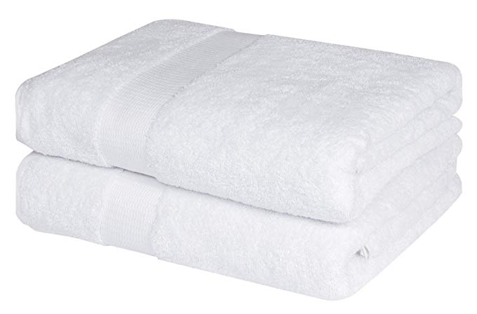 EGETOLIA Luxury Oversized White Bath Towels for Bathroom Turkish Cotton Highly Absorbent Hotel Quality Towels 35x70 inch Set of 2 White