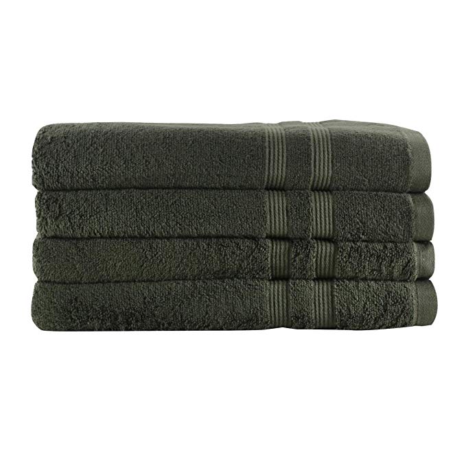 Divine 100% Ringspun Cotton Premium Luxury Turkish Bath Towels (30x54 Inch)–Set of 4,Plush,Soft,Ultra Absorbent,Machine Washable,Quick Dry,Eco-Friendly,SPA/Hotel Quality Towel Set(Green)