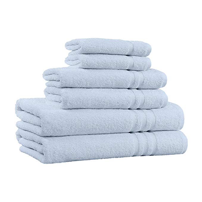 100% Cotton 6-Piece Towel Set - 2 Bath Towels, 2 Hand Towels, and 2 Washcloths - Super Soft Hotel Quality, High Absorbent Quick Dry Towel, and Fade-Resistant - 650 GSM - Made in India (Sky Blue)