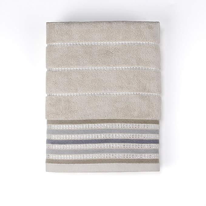 Saturday Knight Colorware Stripe Bath Towel, Neutral