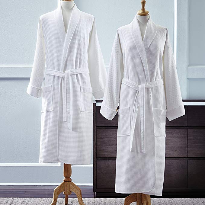 Sferra Berkley Bath Robe, Terry/ Waffle, White