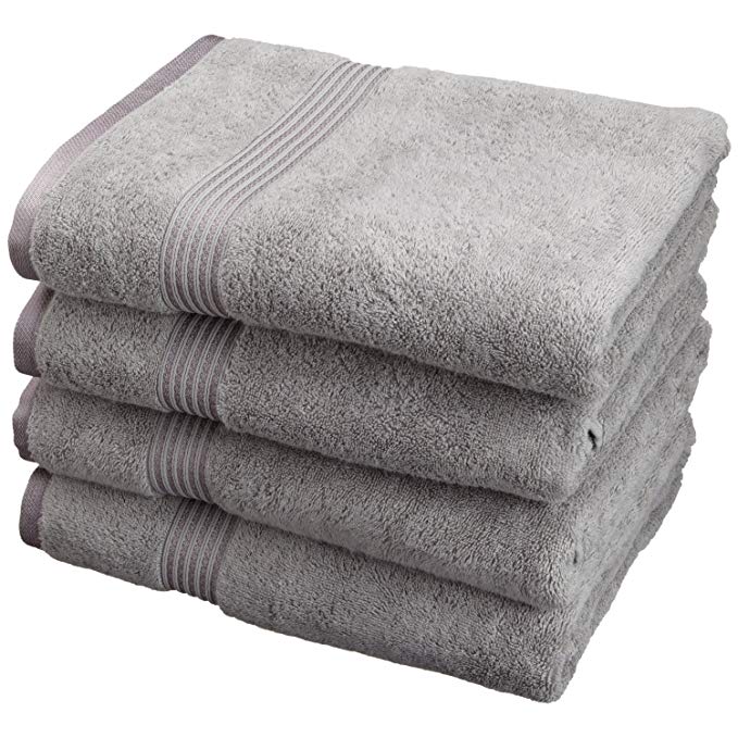 Superior 4-Piece 600 GSM Egyptian Cotton Bath Towel Set, Silver