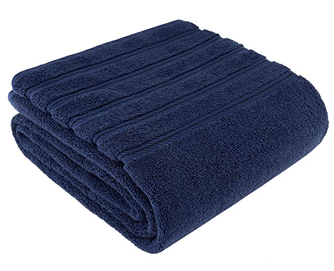 Premium, Luxury Hotel & Spa Quality, 35x70 Extra Large Jumbo Size Bath Towel, Bath Sheet Cotton for Maximum Softness and Absorbency by American Soft Linen, [Worth $34.95] (Navy Blue)