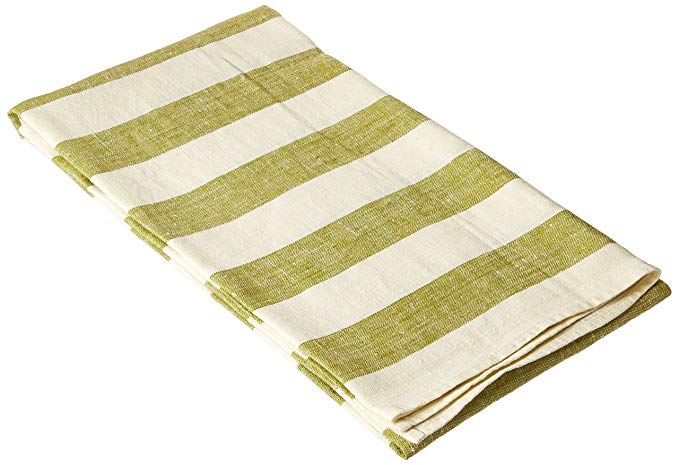 LinenMe Linen Bath Towel, 39 by 55-Inch, Philippe, Green