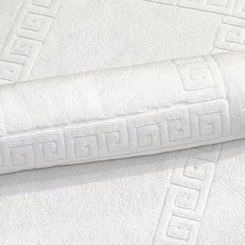 Beautiful Grand Spa 20 x 32 Greek Key Bath Mat (Set Of 2) Rich White Color Racetrack Pattern Design Luxurious Hotel Soft Durable Step Authentic Turkish Warm Cotton Pamper Plush Shower Cloth Towel