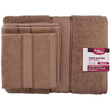 Better Homes and Gardens Thick and Plush Bath Towel Collection - 6 Piece Bath Towel, Toasted Brown