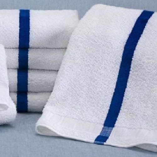 1 Dozen NEW (12) 22x44 Blue Stripe Bath Towels 6# PER Dozen Pool Towels By OMNI LINENS