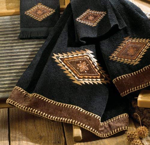 Mojave Black Western Bath Towel - Cabin Bathroom Accessories