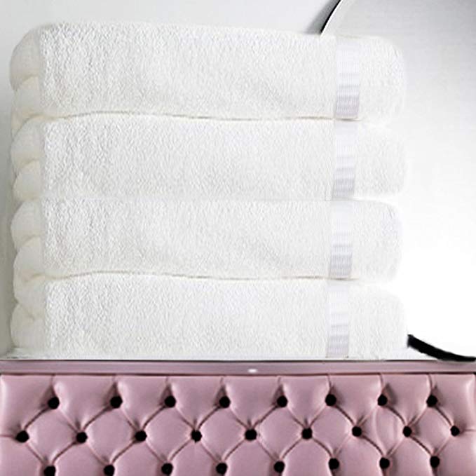 Hotel Collection: 4 piece Bath Towel Set, Luxury Terry Bath Towels, Color: Pure White, 100% Eco-Friendly Cotton