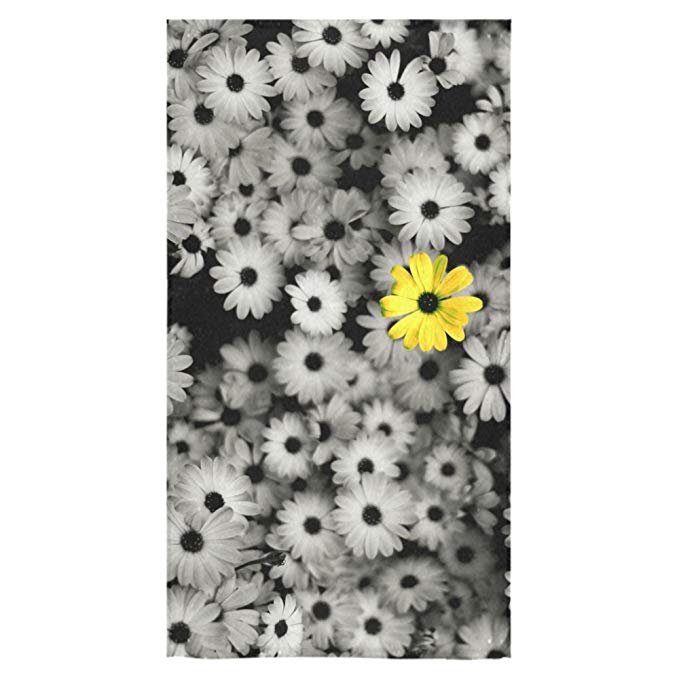 Unique Debora Customize Bath Towel Washcloth Soft Brilliant White 30x56 Inch for Yellow Flower In The Black