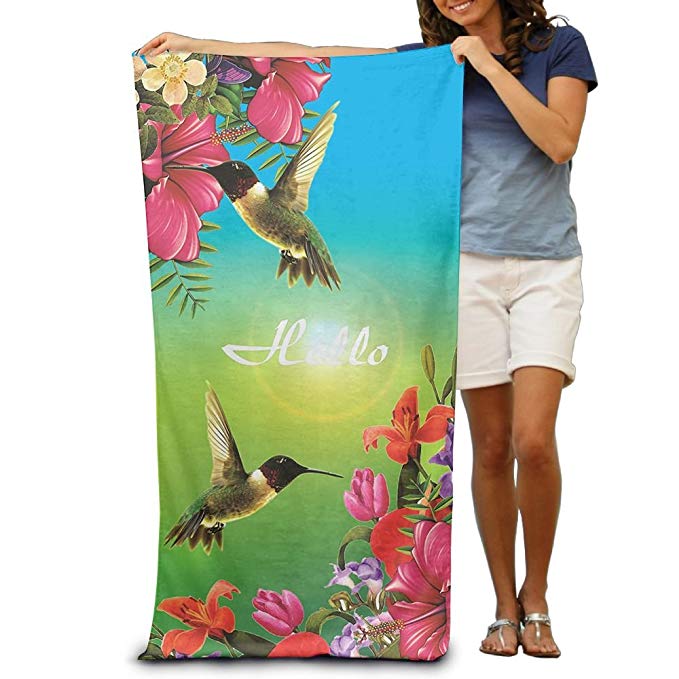 Miniisoul Bath Towel Hummingbird Logo Creative Patterned Soft Beach Towel 31