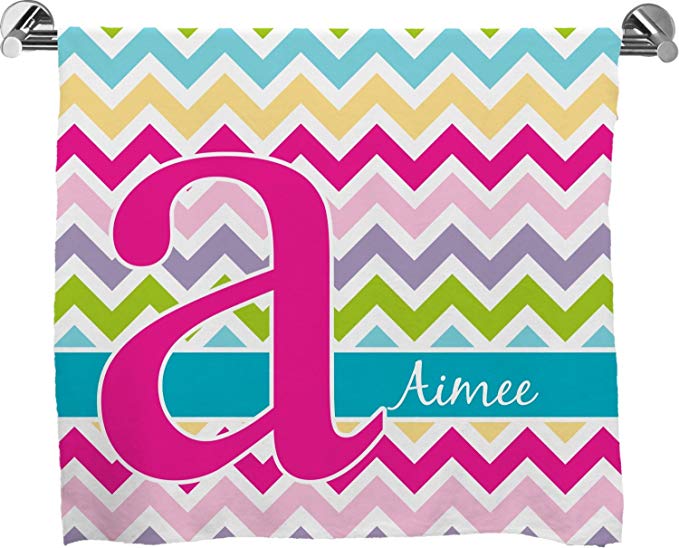 RNK Shops Colorful Chevron Full Print Bath Towel (Personalized)