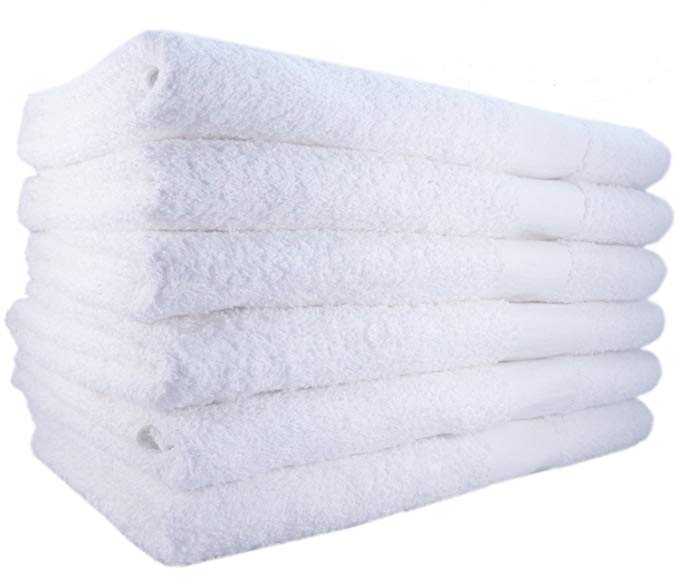 MIMAATEX Brand 100% Cotton 24x50 Inch Bath Towels, White, 6 Pack