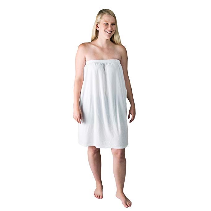 Telegraph Hill Luxury Lightweight Soft Microfiber Spa Wrap, One Size, White Terry