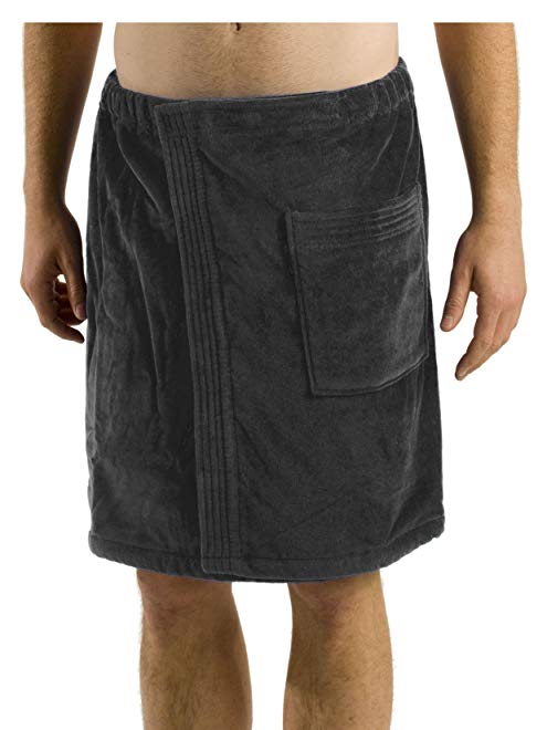 robesale Bamboo Cotton Mens Spa Wrap, Charcoal, One Size