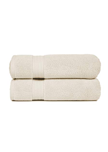 Pure Fiber Zero Twist Cotton Bath Towel, Ivory, Set of 2