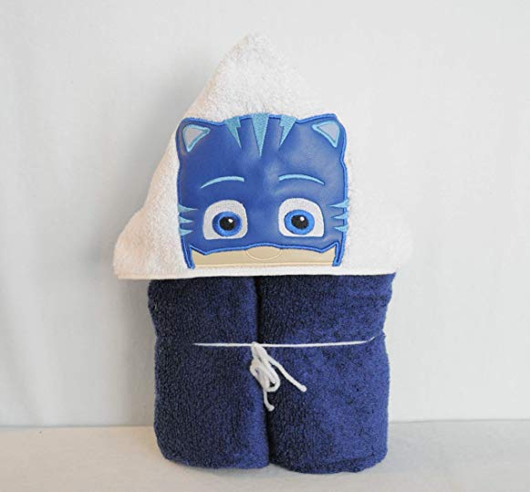 Blue Cat Bedtime Hero Hooded Bath Towel - Baby, Child, Tween