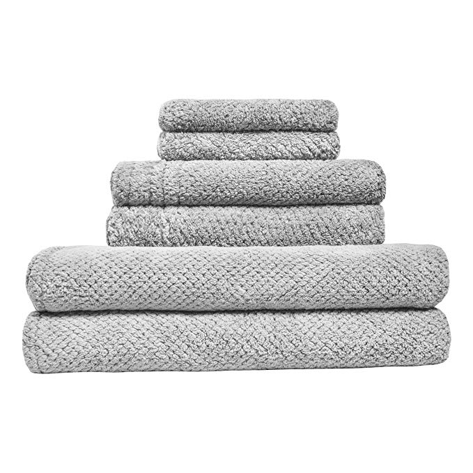 Luckiss Super Soft Premium Family Microfiber Bath Towel Set Quick Dry Ultra Absorbent 2 Large Bath Towels for Bathroom and Beach, 2 Hand Towels, 2 Face Towels（6 pack）