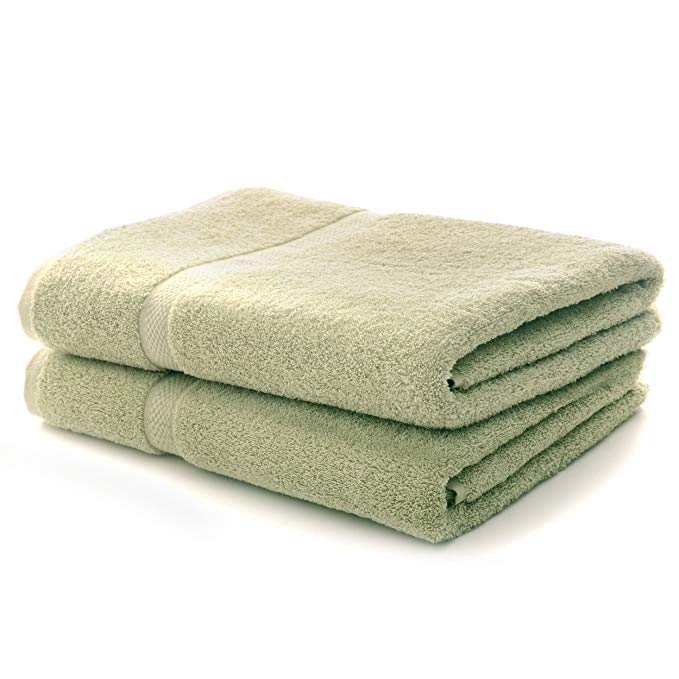 Cheer Collection Set of 2 Luxurious Hotel Quality Highly Absorbant Ultra Soft Cotton Bath Towels (30 inches x 56 inches) - Sage