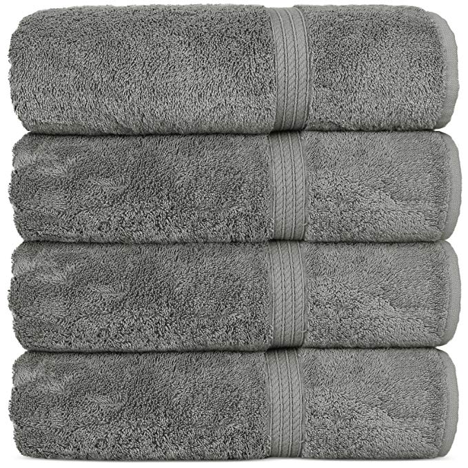 Superior Long-stable Turkish Cotton 4-Piece Bath Towels, Eco-Friendly, (Gray)