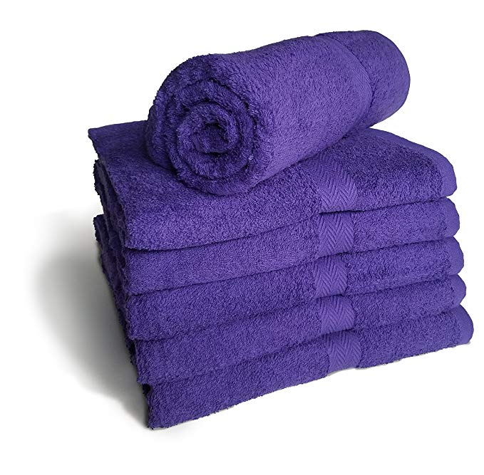 Royal Comfort Purple 24x48 Bath Towels by, 9.0 Lbs per dz, Combed Cotton. Sold as 6 towels per pack.